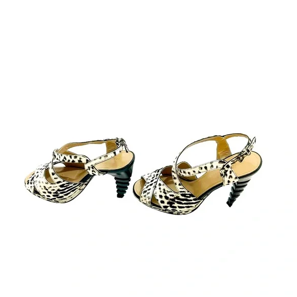 Proenza Schouler Black White Crisscross Strap Peep Toe Fishbone Heels, 38.5=8.5 - Picture 4 of 12